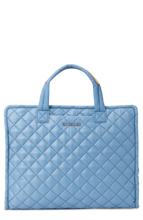 Medium Metro Quilted Nylon Box Tote in Medium Blue