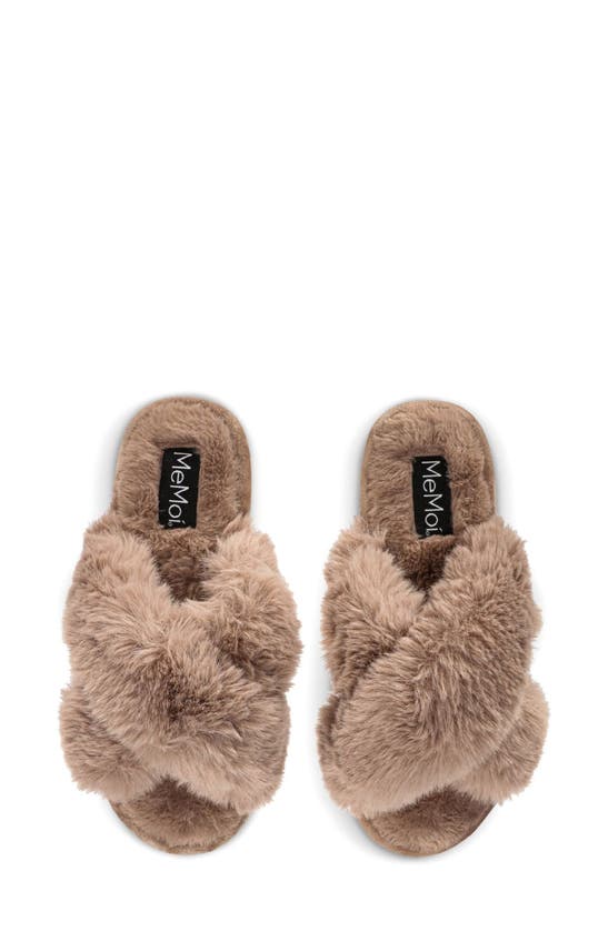 Shop Memoi Beverly Faux Fur Memory Foam Slipper In Taupe