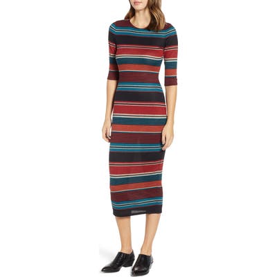Sentimental Ny Knit Stripe Midi Dress, Blue