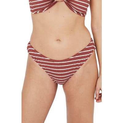 Madewell Second Wave Textured Curve-Waist Bikini Bottoms, Pink
