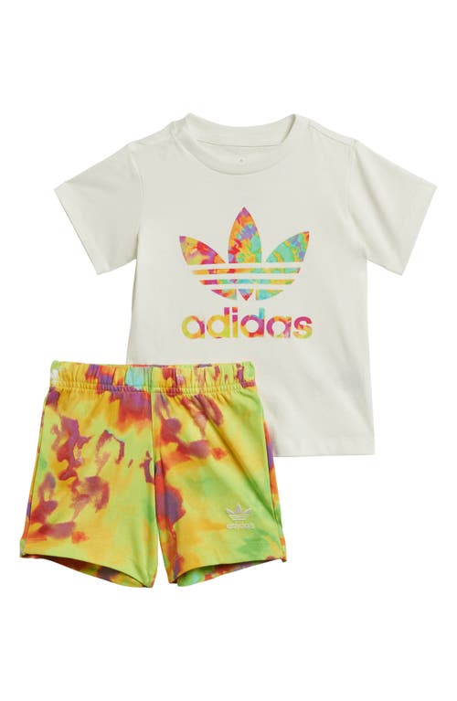 adidas Tie Dye Lifestyle Cotton T-Shirt & Shorts Set Off White/Multicolor at Nordstrom,