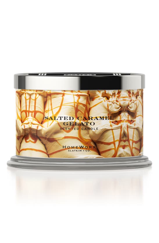 Homeworx By Slatkin & Co. Salted Caramel Gelato Scented 4-wick Candle In Multi