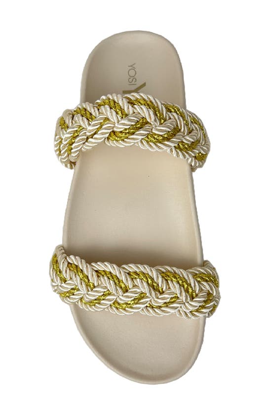 Shop Yosi Samra Michelle Double Strap Slide Sandal In Cream/ Gold