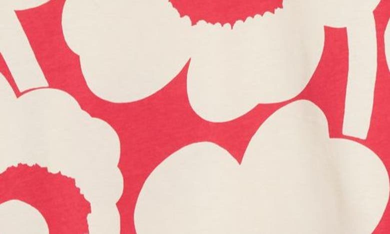 Shop Marimekko Tunnit Unikko Floral Cotton T-shirt In Off-white/ Fuchsia
