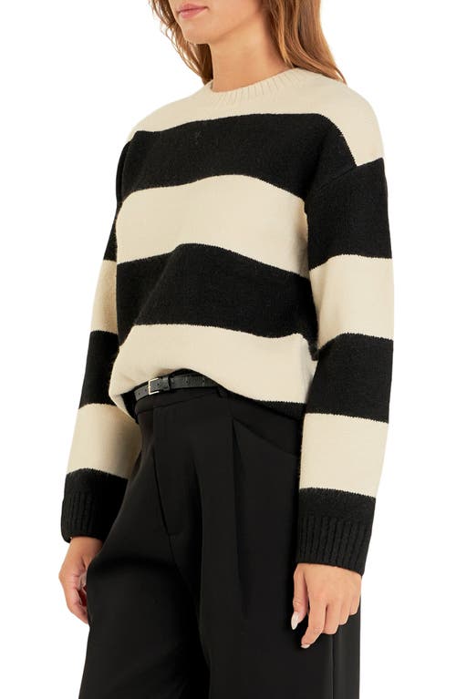 Shop English Factory Bold Stripe Crewneck Sweater In Cream/black