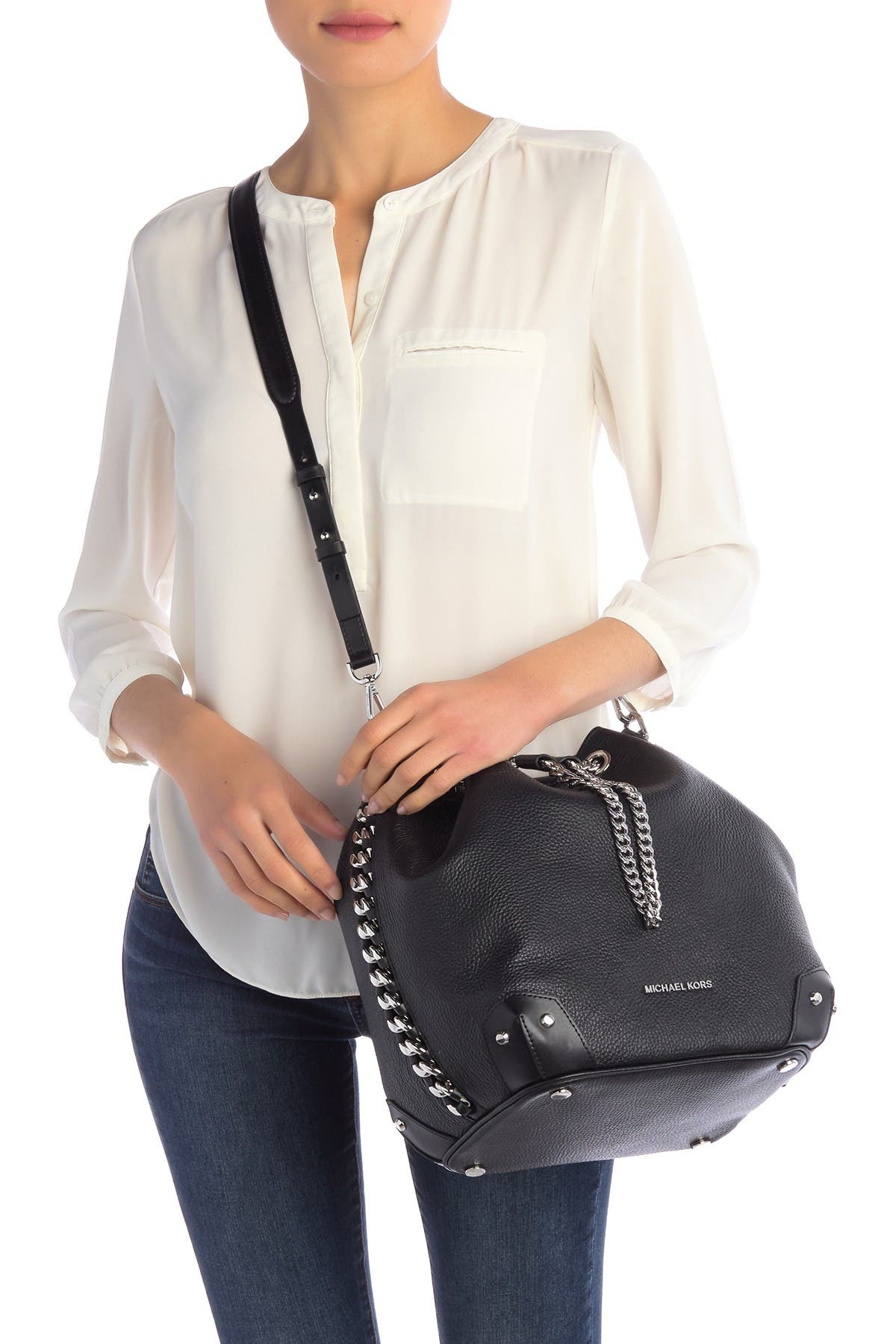 michael michael kors alanis pebble leather bucket bag