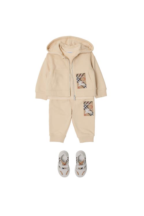 Burberry Check Label Cotton Jogging Pants In Calico