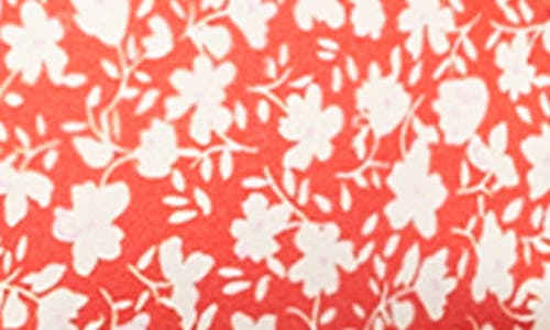 Mango Floral Print Triangle Bikini Top In Red And White In Red
