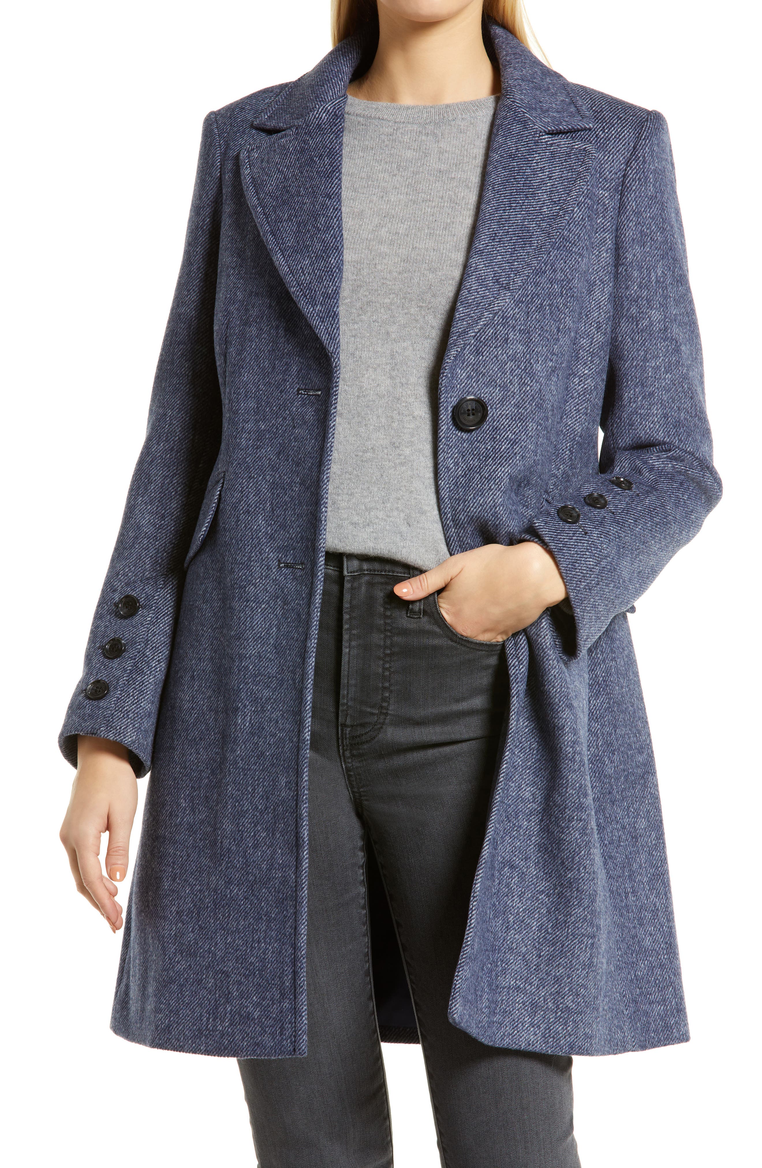 notched collar wool blend coat sam edelman