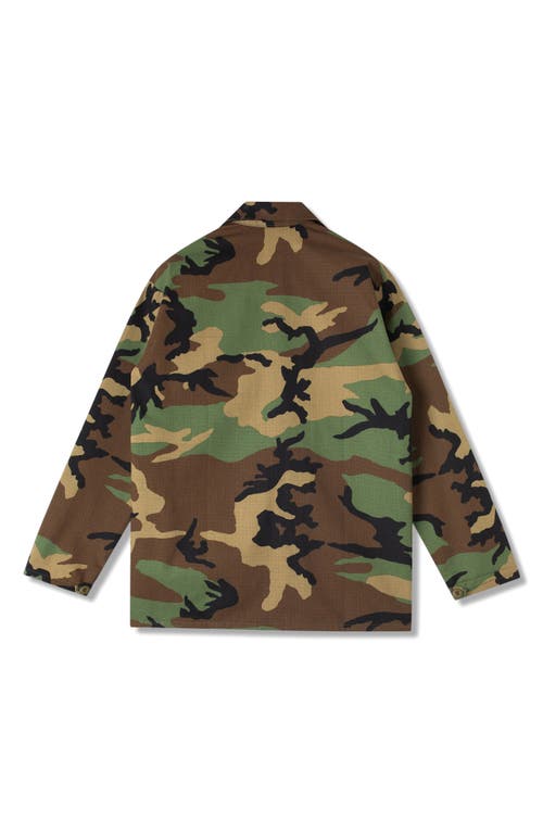 Shop Stan Ray Camo Button-up Cotton Ripstop Work Jacket In Woodland Camo Ripstop