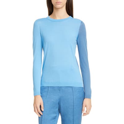 Partow Greta Colorblock Virgin Wool Sweater, Blue