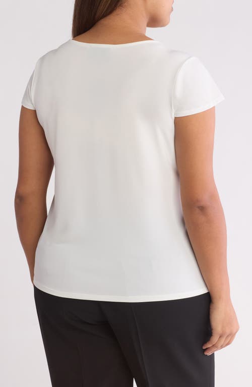 Kasper Cowl Neck Cap Sleeve T-shirt In Vanilla Ice