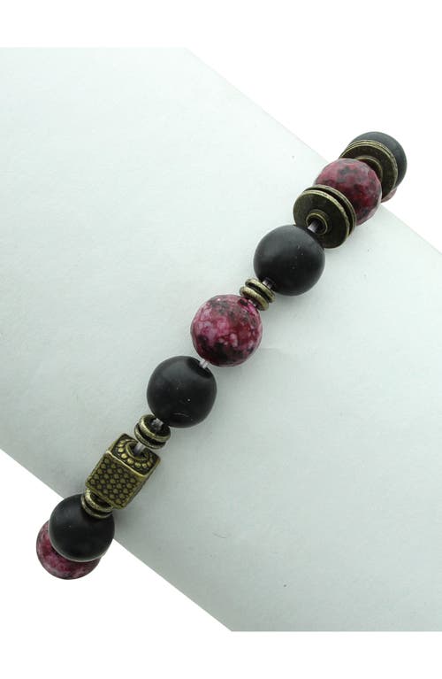 Olivia Welles Dana Beaded Bracelet In Burnished Gold/black