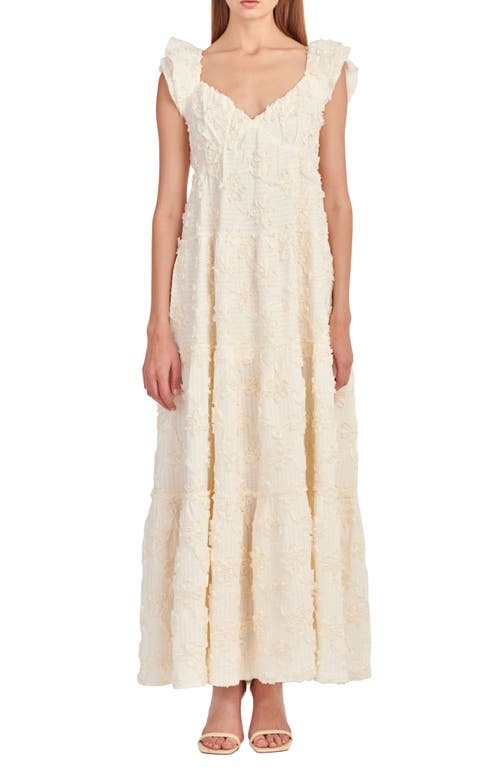 English Factory Ribbon Embroidered Tiered Maxi Dress Ivory at Nordstrom,
