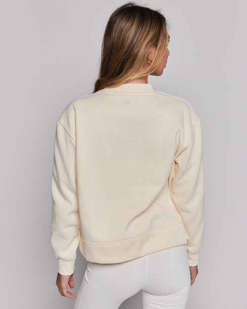 Shop Rebody Active Sideline Fleece Sweatshirt In Bone/white