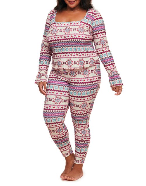 Adore Me Audra Pajama Long Sleeve Top & Legging Set In Novelty White