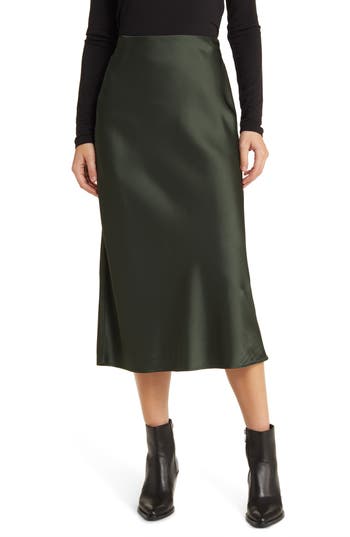 Treasure & Bond Bias Cut Satin Midi Skirt