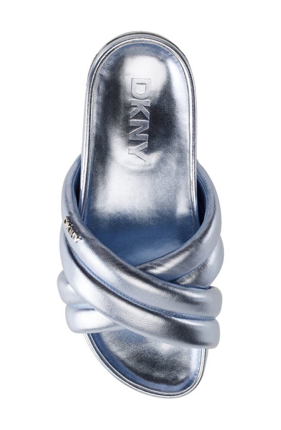 Dkny Indra Womens Criss-cross Faux Leather Slide Sandals In Celeste