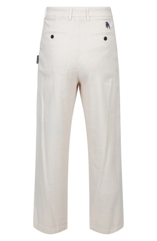 Shop Palm Angels Linen & Cotton Blend Chinos In White Black