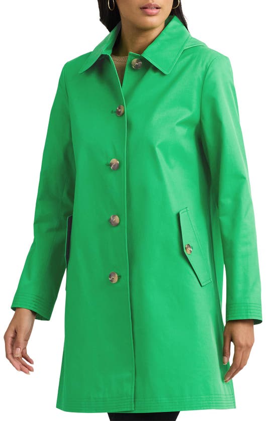 Lauren Ralph Lauren Cotton Blend Coat With Removable Hood In Green Topaz