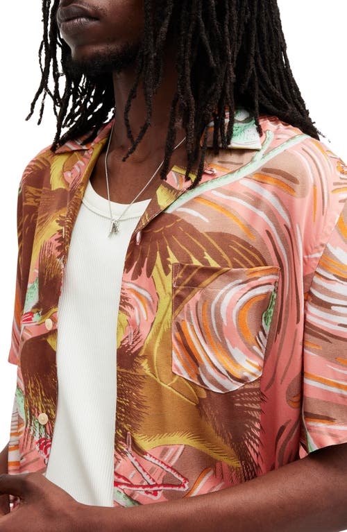 Allsaints Matsuri Short Sleeve Button-up Shirt In Paradise Pink