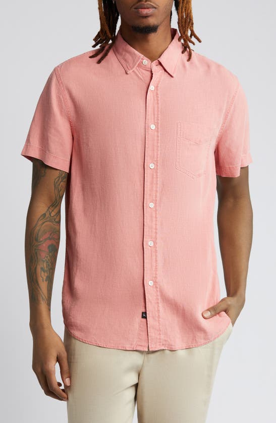 Shop Rails Paros Linen Blend Short Sleeve Button-up Shirt In Equator