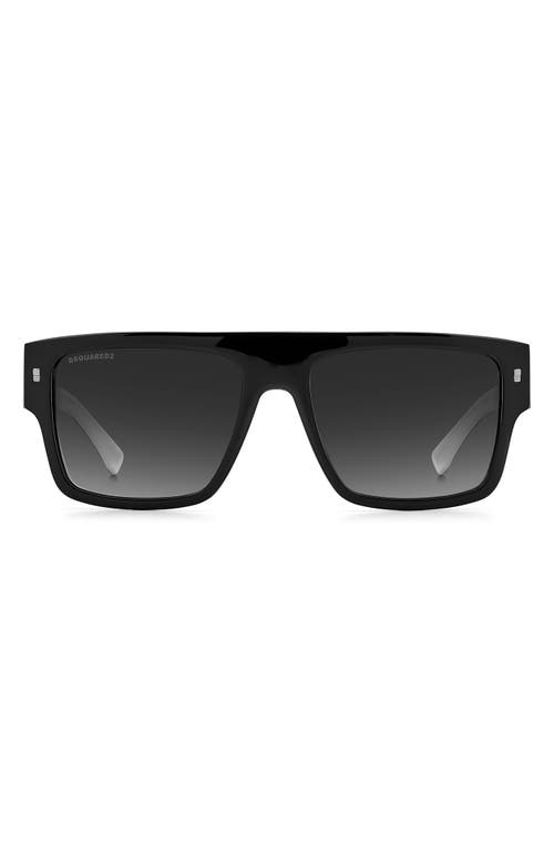 Shop Dsquared2 Icon 56mm Flat Top Sunglasses In Black White