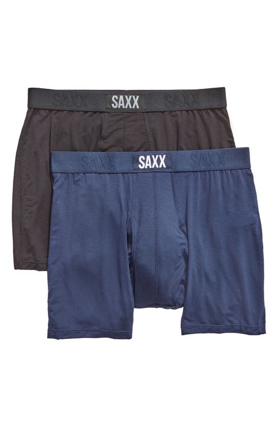Saxx Ultra Super Soft 2-pack Relaxed Fit Boxer Briefs In Black/navy