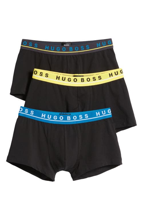 Shop Hugo Boss  Assorted 3-pack Stretch Cotton Trunks In Black Multi