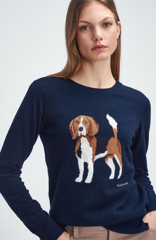 Shop Barbour Fareham Beagle Cotton & Cashmere Sweater In Navy Blue