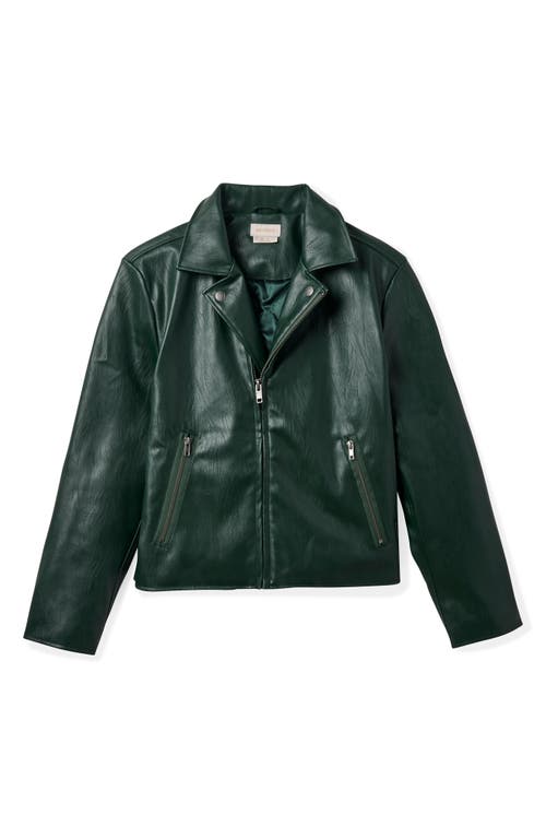 Shop Brixton The Faux Leather Moto Jacket In Pine Needle