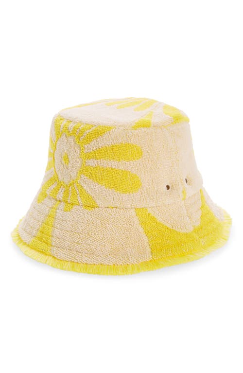 Jacquard Terry Cloth Bucket Hat in Yellow/Cream