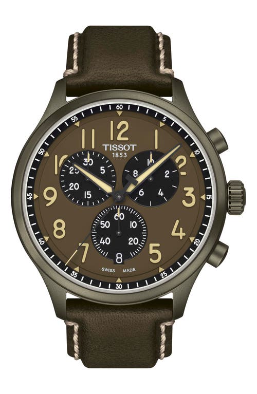 Tissot Chrono XL Chronograph Leather Strap Watch, 45mm in Beige at Nordstrom, Size 45 Mm