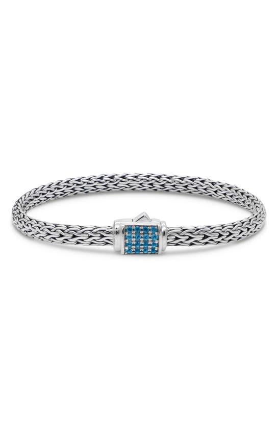 Shop Devata Sterling Silver Semiprecious Stone Chain Bracelet In Silver Blue