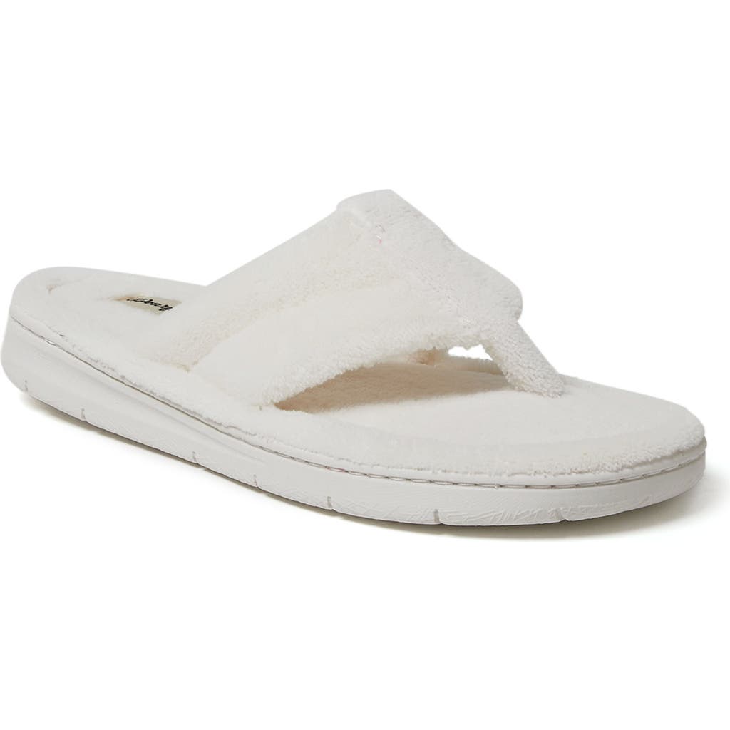 Dearfoams Wrenley Terry Womens Memory Foam Slip-on Slippers In White