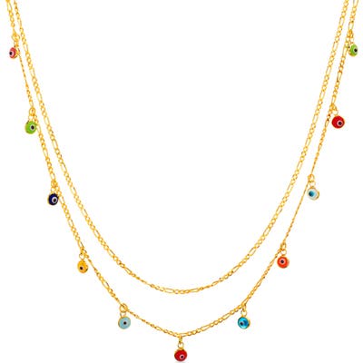 Lesa Michele Multicolored Eye Charm Necklace