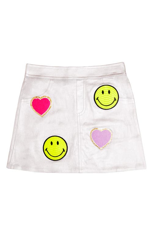 MIA New York Kids' Icon Appliqué Satin Miniskirt in Silver at Nordstrom, Size 4