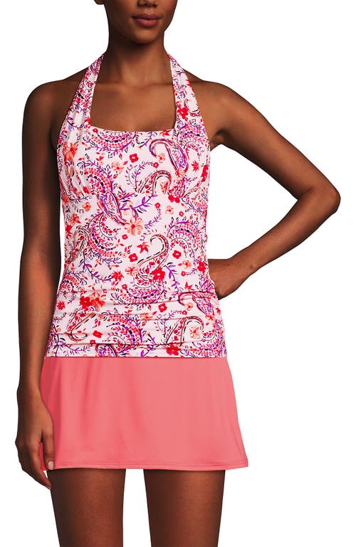 Shop Lands' End Chlorine Resistant Square Neck Halter Tankini Swimsuit Top In Wood Lily Multi Floral Paisley