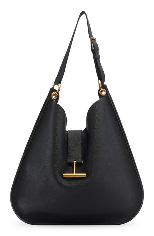 TOM FORD Large Tara Leather Hobo Bag in 1N001 Black at Nordstrom