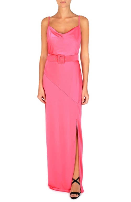 Julia Jordan Cowl Neck Belted Maxi Dress Hot Pink at Nordstrom,