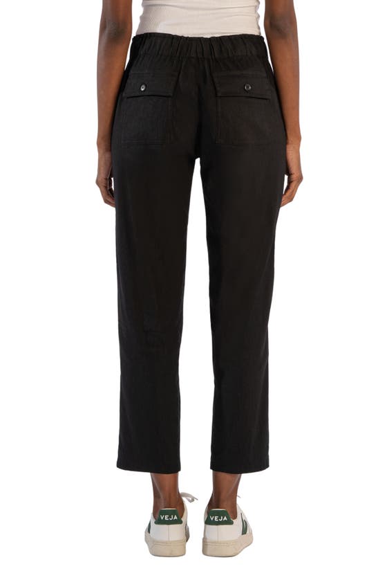 Shop Kut From The Kloth Rosalie Linen Blend Drawstring Ankle Pants In Black