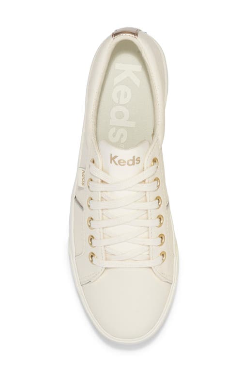 Keds Women's Jump Kick Duo Leather Metallic Lace Up Leather Sneakers In Egret/champagne Leather