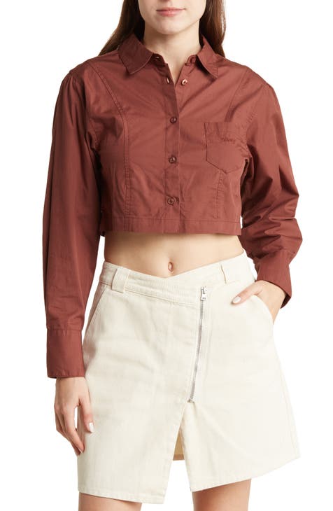 London Long Sleeve Cotton Crop Button-Up Shirt