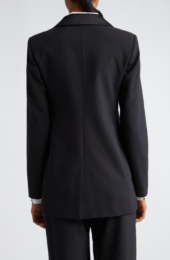 Shop Eleventy Double Breasted Satin Tuxedo Jacket In Black
