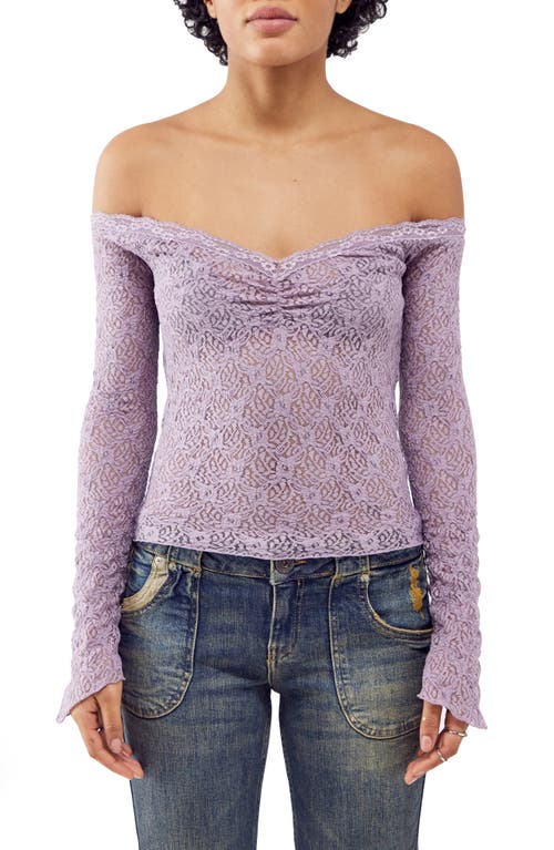 Rhia Off-the-Shoulder Lace Top in Lavender