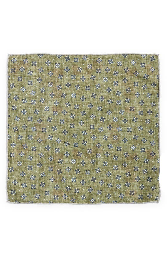 Shop Edward Armah Floral & Neat Prints Silk Pocket Square In Lite Blue