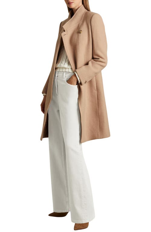 Shop Reiss Maude Double Breasted Wool Blend Coat In Light Camel