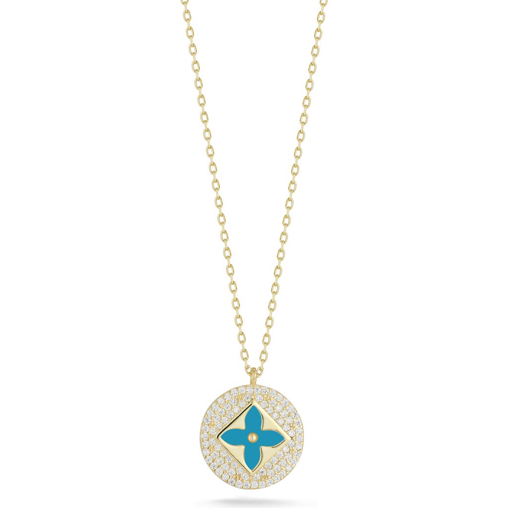 Sphera Milano Clover Pendant Necklace In Gold/blue