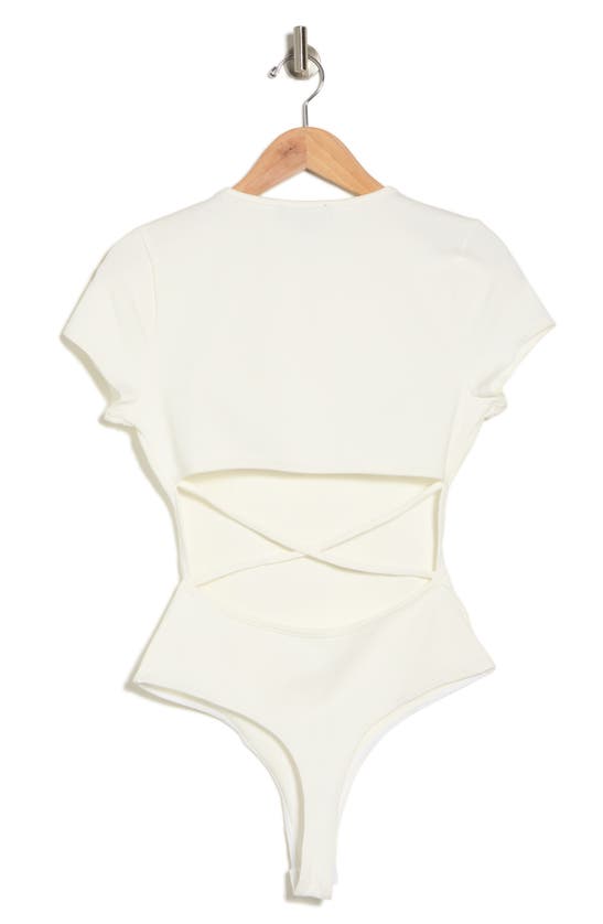 Shop Lulus Alluring Confidence Back Cutout Rib Bodysuit In Ivory