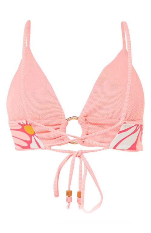 Shop Maaji Coral Salmon Shine Reversible Triangle Bikini Top In Coral/orange